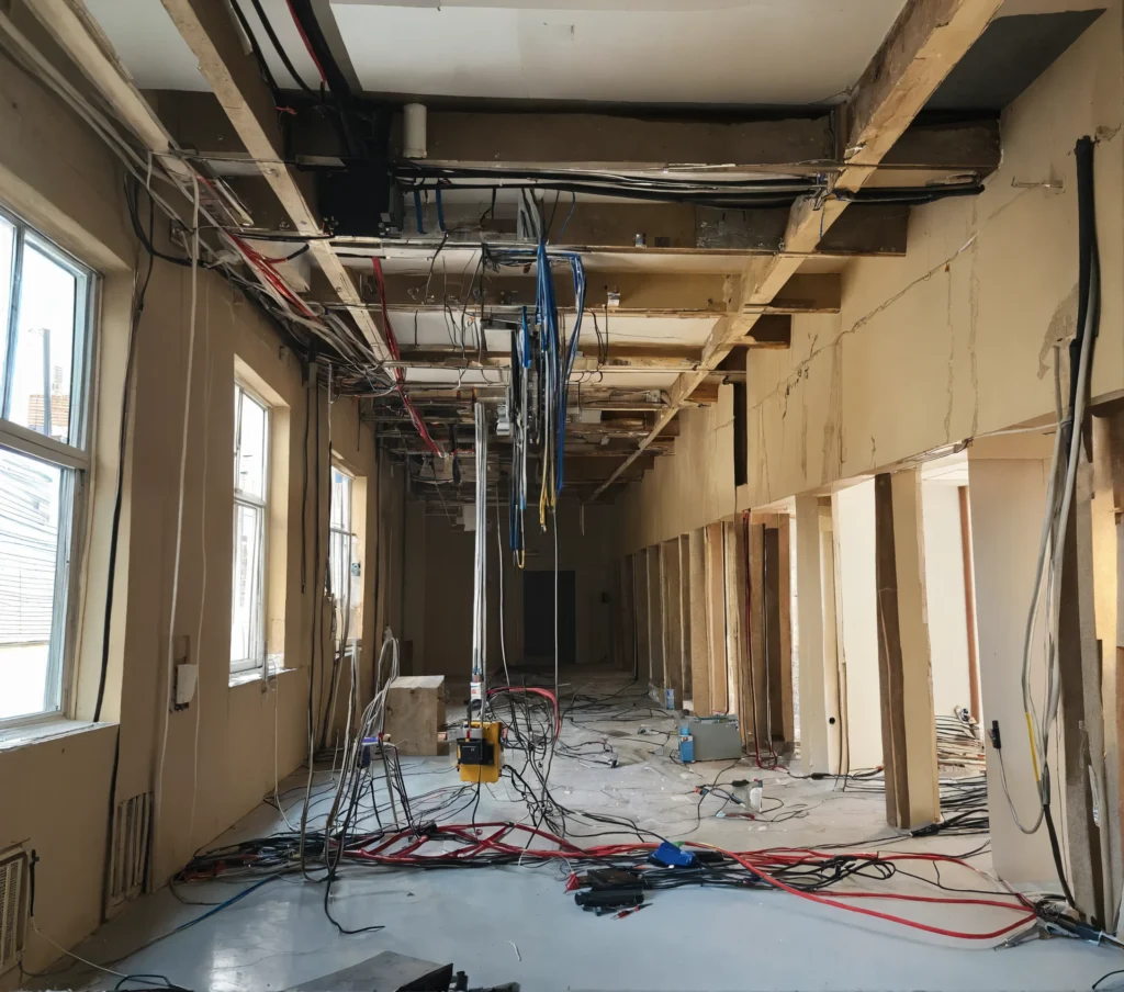 Bâtiment en plein installation électrique